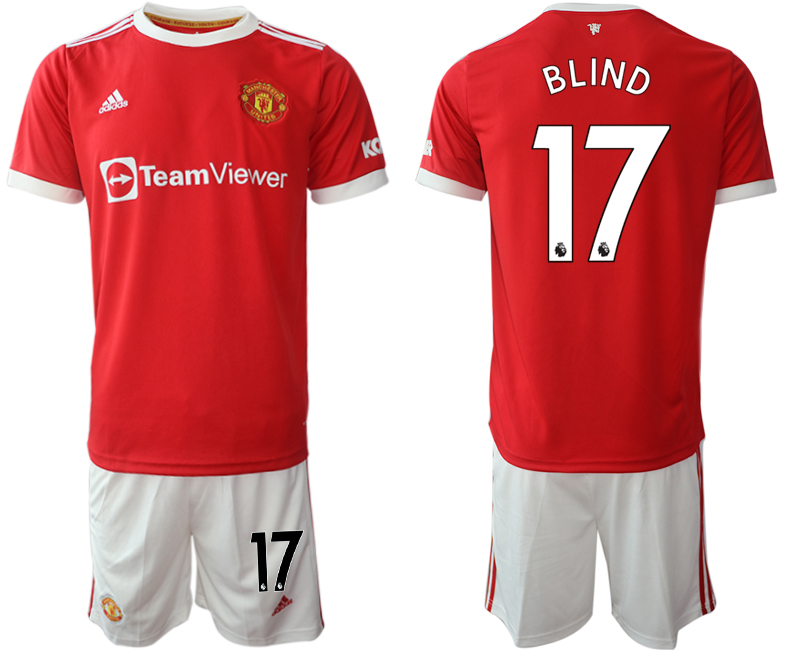 Men 2021-2022 Club Manchester United home red #17 Adidas Soccer Jersey->manchester united jersey->Soccer Club Jersey